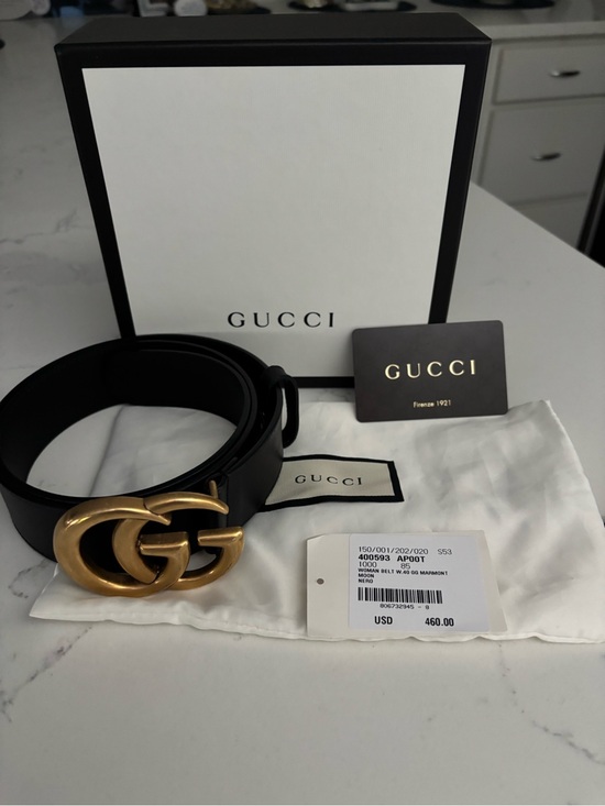 Gucci Accessories - Gucci Black Leather Belt with Gold Double G Buckle.